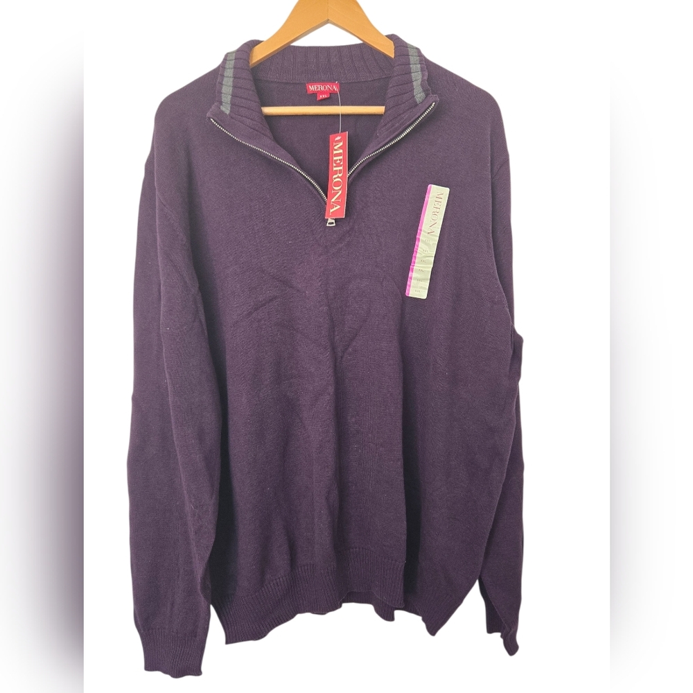 NWT Merona Deep Purple Zip-Up Sweater Size XXL
